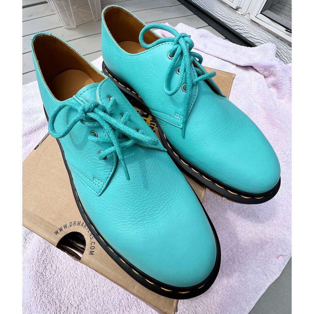 Rare Dr Martens 1461 Hug Me Aqua Leather 3 Eye Oxfords NOS Box Men 10 Women 11 - Picture 7 of 8